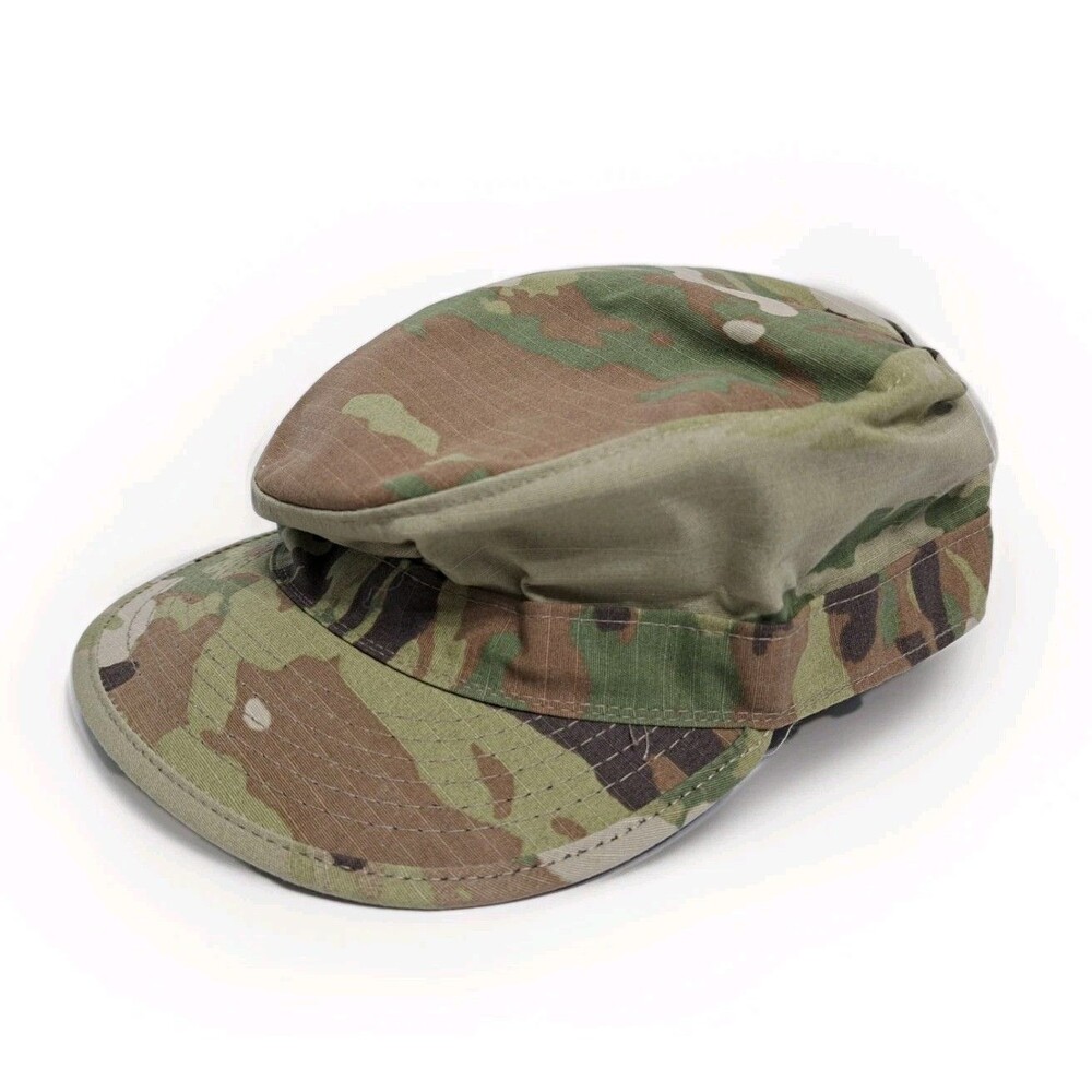 US Army Patrol Cap Hat Fitted 7 1/4 Green Camo Bernard Cap Company Ripstop